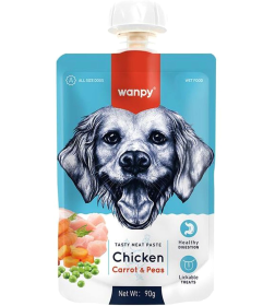 Лакомство для собак Wanpy Dog Мясное пюре из курицы 90 г