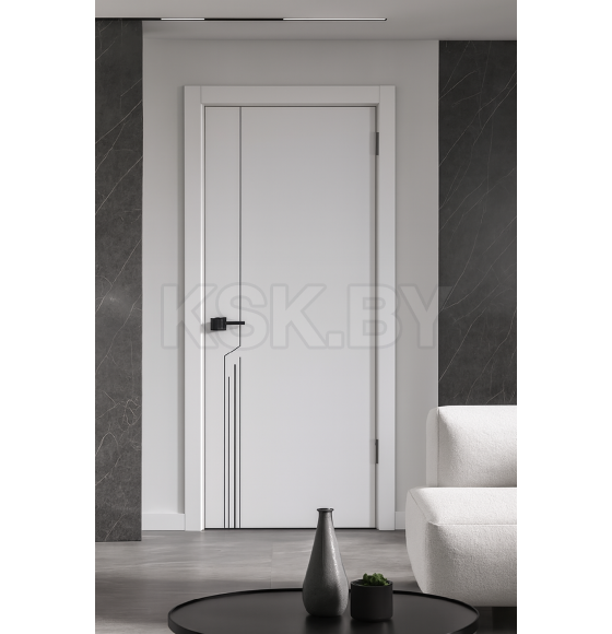 Дверное полотно Geometrica DM1 ДГ Айс,кромка ABS черная 2000х700х38мм