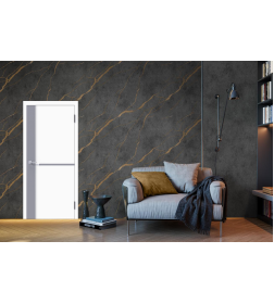 Дверное полотно Geometrica DM2 ДГ White/grey,кромка ABS черная 2000х800х38мм