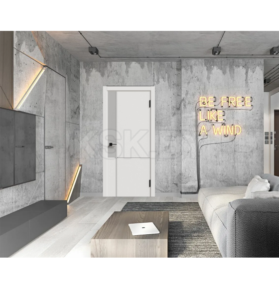 Дверное полотно Geometrica DM3 ДГ Silver,кромка ABS черная 2000х600х38мм