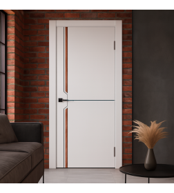 Дверное полотно Geometrica DM4 ДГ Platinum,кромка ABS черная 2000х700х38мм