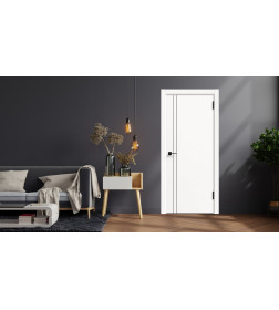 Дверное полотно Geometrica KM2 ДГ Айс,кромка ABS черная 2000х600х38мм