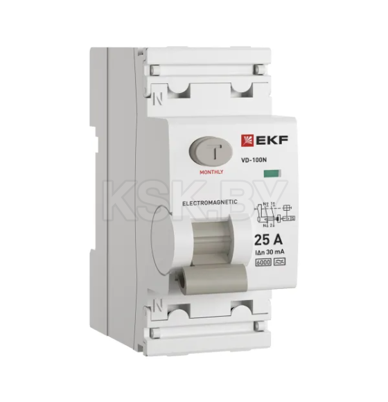 Дифференциальный автомат (УЗО) ВД-100N 2P 25А 30мА тип A эл-мех 6кА PROXIMA EKF (E1026MA2530) 