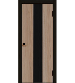 Дверное полотно Geometrica РМ2 ДГ Стронг Черный/ Шампань,кромка ABS черная 2000х900х38мм