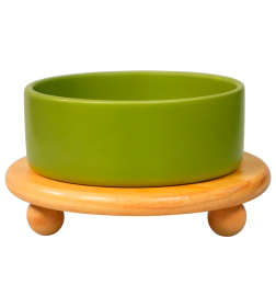 Миска Mr.Kranch Bamboo керамическая зеленая на бамбуковой подставке 850 мл