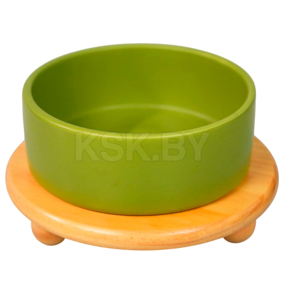 Миска Mr.Kranch Bamboo керамическая зеленая на бамбуковой подставке 850 мл (MKR543691) 
