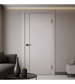 Дверное полотно Geometrica РМ6 ДГ Айс,кромка ABS черная 2000х600х38мм