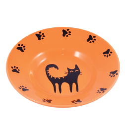 Миска Mr.Kranch керамическая блюдце для кошек 140 мл оранжевая