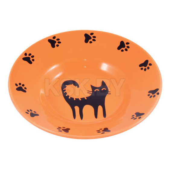 Миска Mr.Kranch керамическая блюдце для кошек 140 мл оранжевая (MKR211161) 
