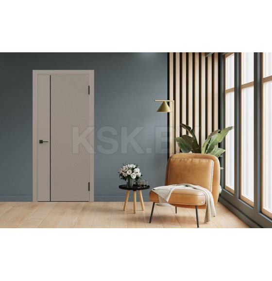 Дверное полотно Geometrica РМ6 ДГ Крим,кромка ABS черная 2000х900х38мм