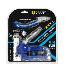 Степлер строительный в наборе со скобоудалителем ВL00, 4-14 мм GRAFF 2402004