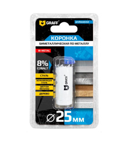Биметаллическая коронка по металлу 25 мм GRAFF в блистере 108025