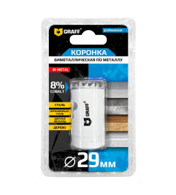 Биметаллическая коронка по металлу 29 мм GRAFF в блистере 108029