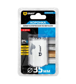 Биметаллическая коронка по металлу 35 мм GRAFF в блистере 108035