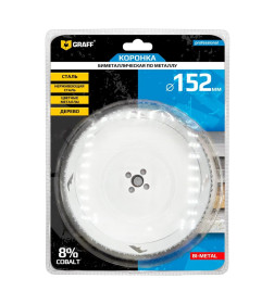 Биметаллическая коронка по металлу152 мм GRAFF в блистере 108152