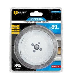 Биметаллическая коронка по металлу 89 мм GRAFF в блистере 108089