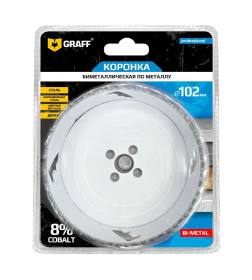 Биметаллическая коронка по металлу102 мм GRAFF в блистере 108102