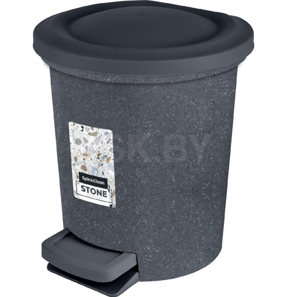 Ведро для мусора с откидной крышкой 6 л.Spin&Clean Stone цвет темный камень SC470110026 (SC470110026) 