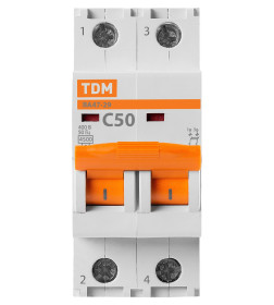 Выключатель автоматический ВА 47-29, 2Р 50А 4,5кА хар.С TDM SQ0206-0098