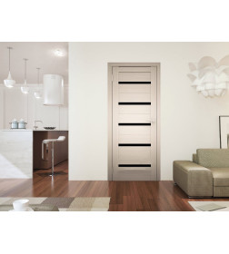 Дверь межкомнатная Амати М01, 700х2000, Экошпон, Белёный дуб, мателюкс черное