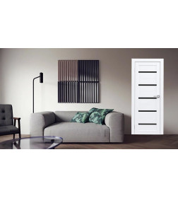 Дверь межкомнатная Амати М01,600х2000,Экошпон,Бьянко,стекло черное