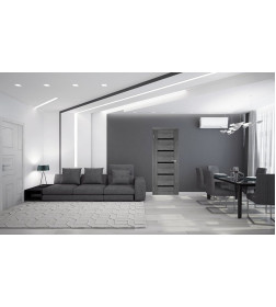 Дверь межкомнатная Амати М01, 900х2000, Экошпон, Дуб шале-графит, мателюкс черное