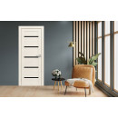 Дверь межкомнатная Амати М01, 400х2000, Экошпон, Эшвайт, мателюкс черное