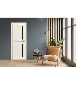 Дверь межкомнатная Амати 18,700х2000,Экошпон,Эшвайт,стекло черное