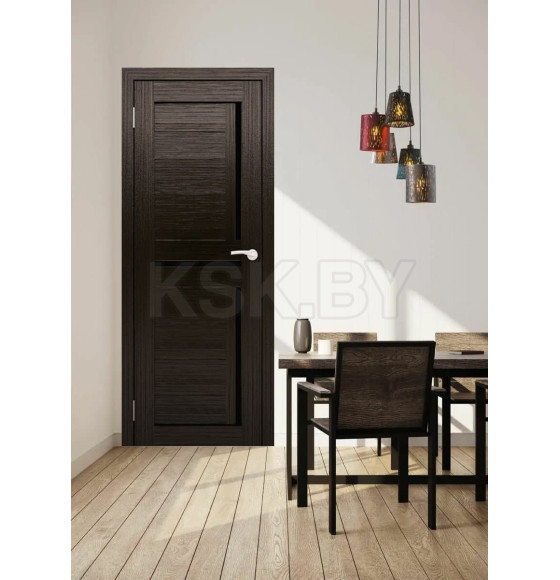 Дверь межкомнатная Амати 18, 400х2000, Экошпон,  Венге, мателюкс черное