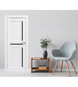 Полотно Амати 18, 800х2000, Экошпон,Шагрень белая,мателюкс черное