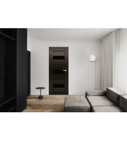 Дверь межкомнатная Амати 12, 600х2000, Экошпон,  Венге, мателюкс черное