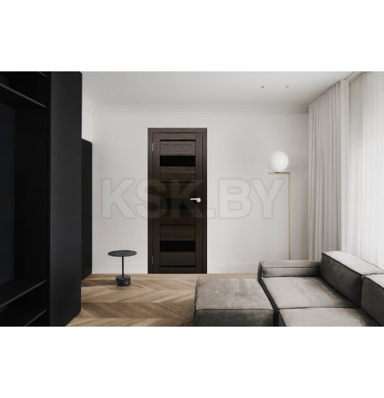 Дверь межкомнатная Амати 12, 900х2000, Экошпон, Венге, мателюкс черное