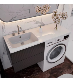 Умывальник на стиральной машиной из акрилового камня Ulgran Paola Bella 120 левый