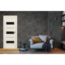 Дверь межкомнатная Амати 12, 400х2000, Экошпон, Белёный дуб, мателюкс черное