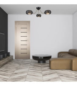 Дверь межкомнатная Амати 07, 800х2000, Экошпон, Белёный дуб, мателюкс черное