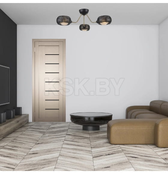 Дверь межкомнатная Амати 07, 800х2000, Экошпон, Белёный дуб, мателюкс черное