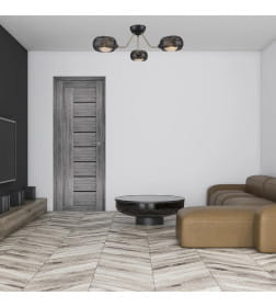 Дверь межкомнатная Амати 07, 400х2000, Экошпон, Дуб шале-графит, мателюкс черное