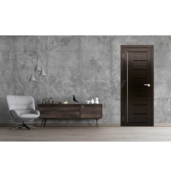 Дверь межкомнатная Амати 07, 400х2000, Экошпон,  Венге, мателюкс черное