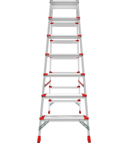 Стремянка алюминиевая 7 ступеней 2-х сторонняя 130 мм, площадка 350х260 мм NV3127 Новая Высота 3127207