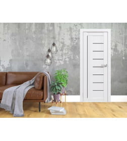 Дверное полотно Амати 07, 900х2000, Экошпон,Шагрень белая,стекло черное