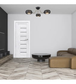 Дверь межкомнатная Амати 07, 800х2000, Экошпон,Сканди классик,стекло черное