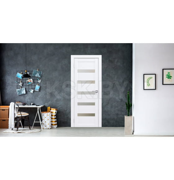 Дверь межкомнатная Амати 03,600х2000,экошпон,бьянко,стекло матовое