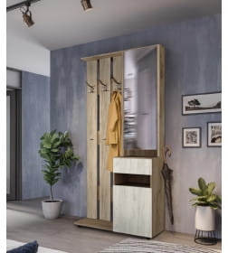 Секция для прихожей СН-100.02-01 (ДСП)дуб крафт белый/дуб крафт серый