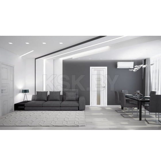 Дверное полотно Амати 05, 800х2000, Экошпон,Сканди классик,стекло матовое