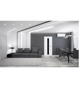 Дверь межкомнатная Амати 05, 700х2000, Экошпон, Бьянко,стекло черное