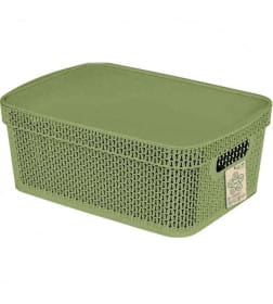 Корзина для хранения Keeplex Green Republic с крышкой 11л 38х27х14,3см полынь KL411511049