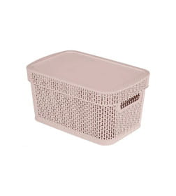 Корзина для хранения Keeplex Ajur с крышкой 5л 28,1х18,5х13,9см бежевый топаз KL411311005
