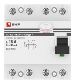 Устройство защитного отключения ВД-100 4P 16А 30мА тип А эл-мех EKF PROxima