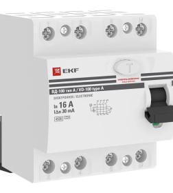 Устройство защитного отключения ВД-100 4P 16А 30мА тип А эл-мех EKF PROxima