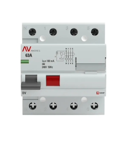 Устройство защитного отключения DV 4P 63А/100мА (A) EKF AVERES